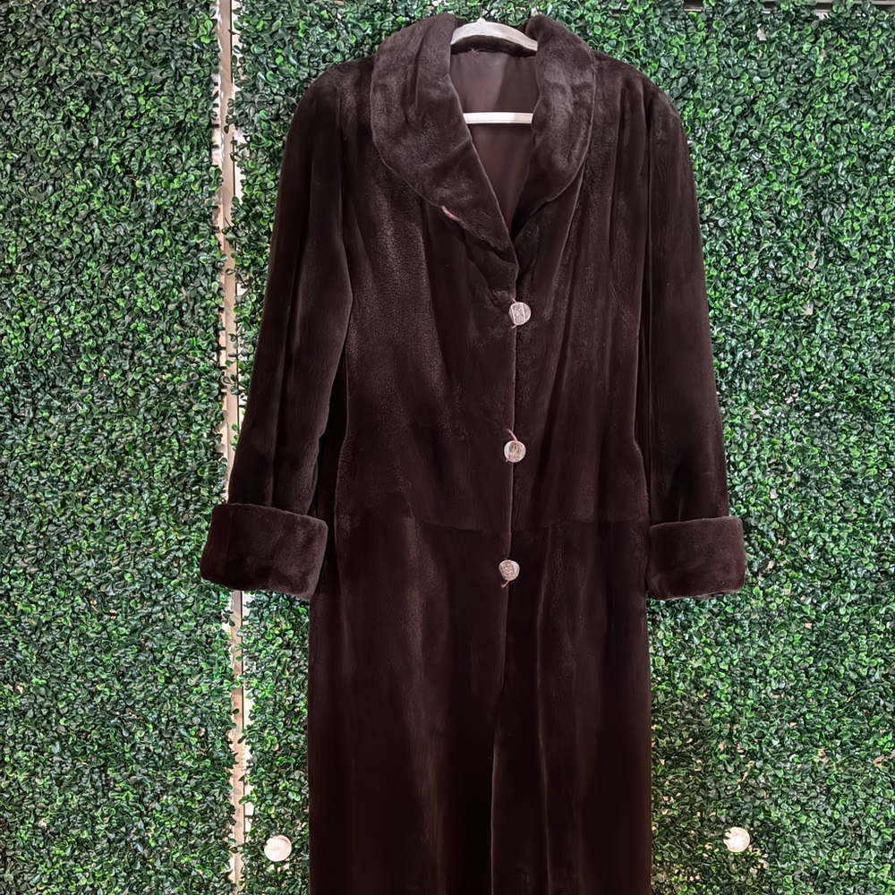 Harpers Dark Brown Sheared Mink & Leather Reversible Coat